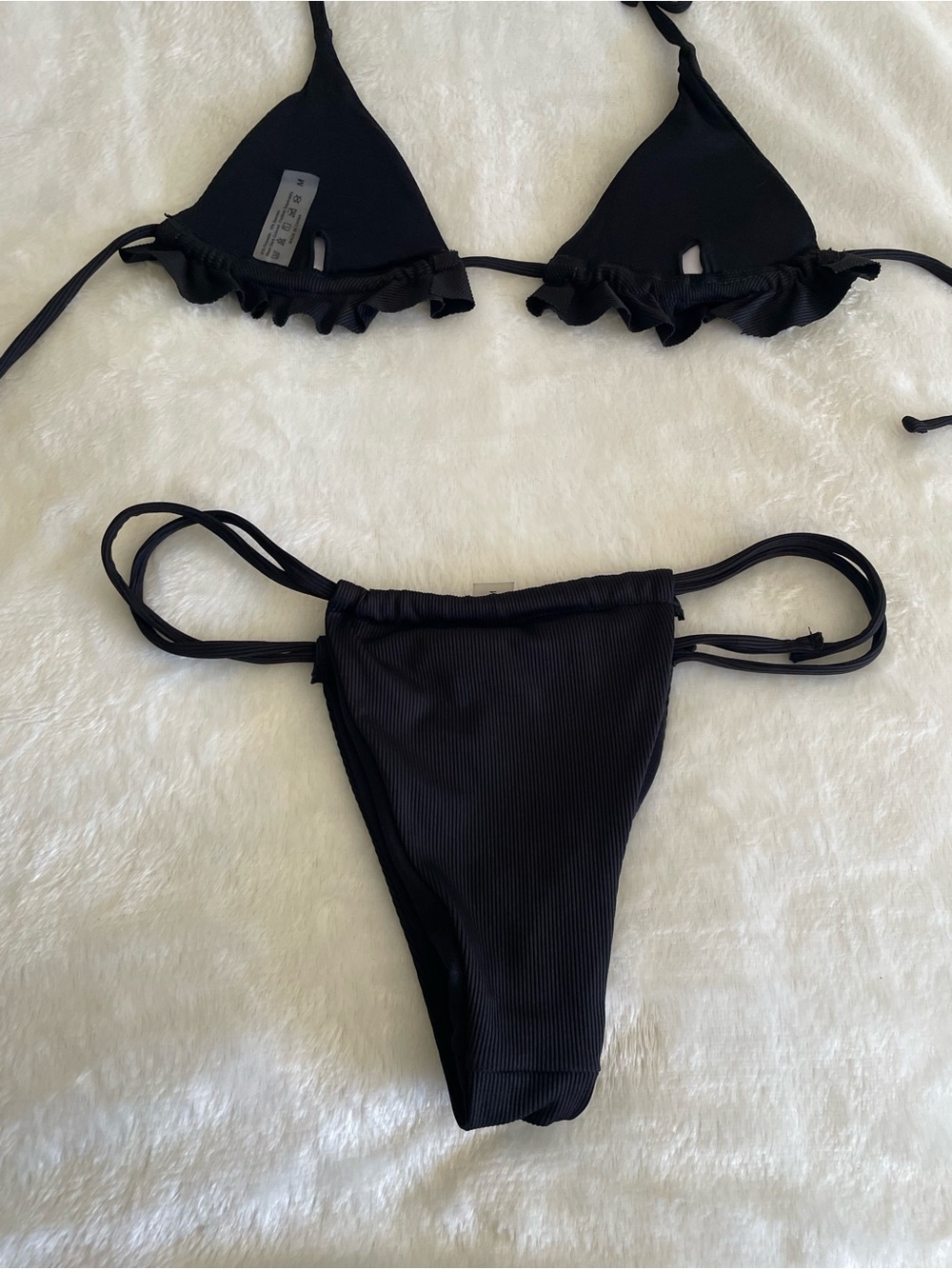 Black Ruffle Triangle Bikini Set - Picture 4 of 4